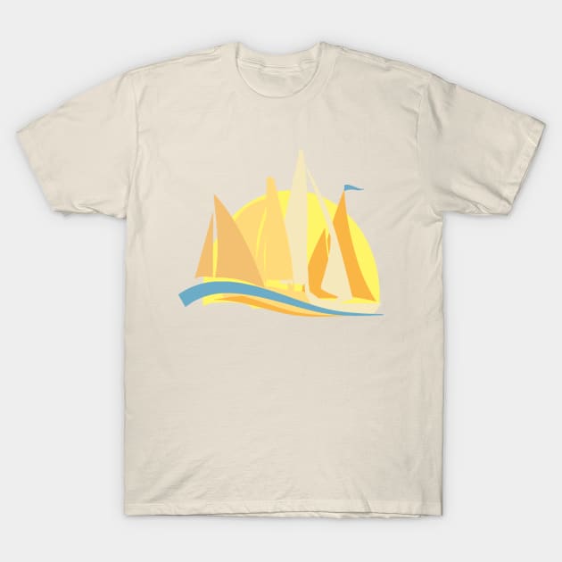 Sailing Regatta Abstract Boats T-Shirt by Sailfaster Designs